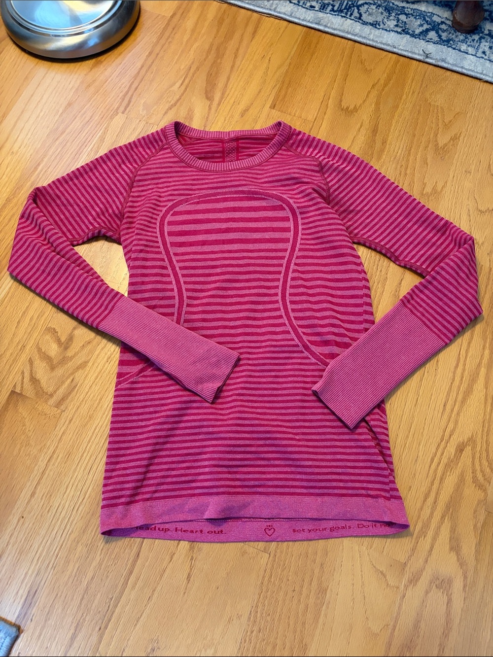 Lululemon swiftly tech long sleeve striped size 8 raspberry/red